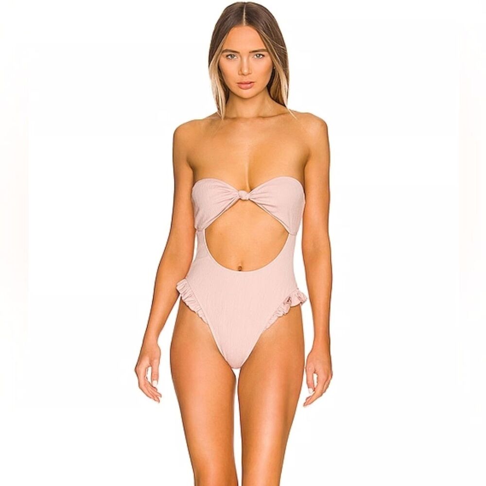 Tularosa Revolve Elodie One Piece Tie Front Swimsuit in Mauve Size Medium
